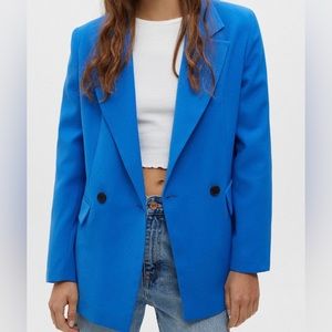 PULL & BEAR DOUBLE-BREASTED BLAZER WITH POCKETS